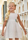 Mayoral Girl Sleeveless Guipur Dress, White
