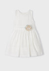 Mayoral Girl Sleeveless Guipur Dress, White