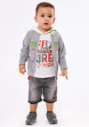 Hashtag Baby Boy Jacket Tee and Short Set, Grey