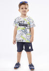 Hashtag Boy Wanted Print Tee and Short Set, Green