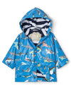 Hatley Baby Boys Deep Sea Sharks Changing Colour Raincoat, Blue