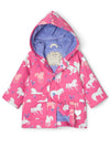 Hatley Baby Girls Painted Pasture Changing Colour Raincoat, Pink
