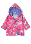 Hatley Baby Girls Painted Pasture Changing Colour Raincoat, Pink