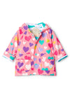 Hatley Baby Girl Colourful Hearts Waterproof Raincoat, Pink