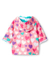Hatley Baby Girl Colourful Hearts Waterproof Raincoat, Pink