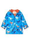 Hatley Boy T Rex Colour Changing Waterproof Raincoat, Blue