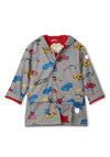 Hatley Cars Fleece Lined Raincoat, Grey