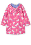 Hatley Girls Painted Pasture Changing Colour Raincoat, Pink