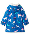 Hatley Prancing Horses Colour Changing Fleece Lined Raincoat, Blue