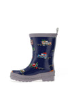Hatley Boys Big Rigs Shiny Rain Boots, Navy