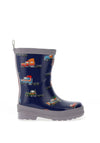 Hatley Boys Big Rigs Shiny Rain Boots, Navy