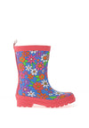 Hatley Girls Retro Floral Matte Rain Boots, Blue Multi