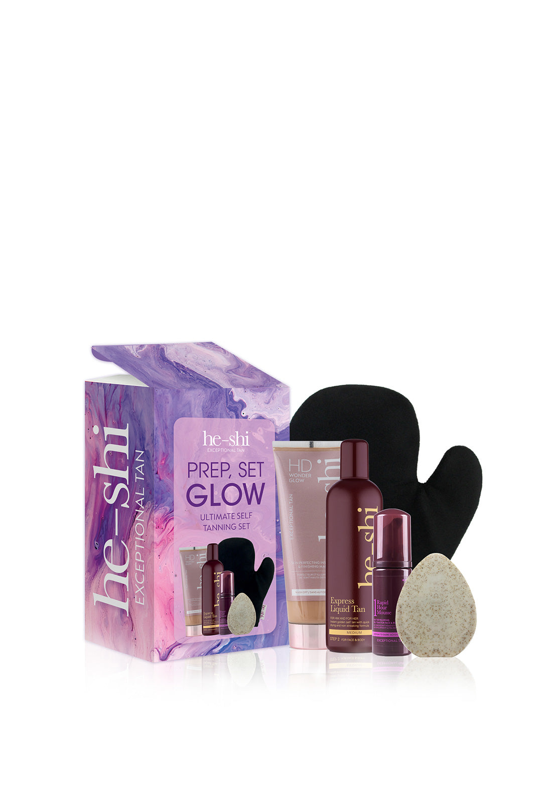 He-Shi Prep Set Glow Ultimate 5 Piece Tanning Set