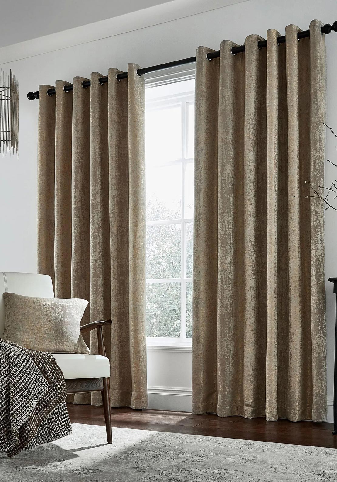 Helena Springfield Roma Eyelet 66x90 Curtains, Truffle