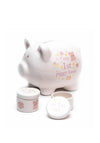 Widdop Bingham Hello Baby Girl Ceramic Piggy Bank, Tooth & Curl Set, Pink