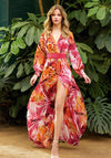 Herysa Long Sleeve Floral Maxi Dress, Fuchsia Multi