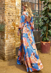 Herysa Long Sleeve Floral Maxi Dress, Blue & Orange