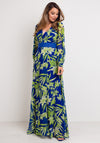 Herysa Tropical Floral Wrap Maxi Dress, Blue & Green