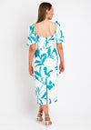 Herysa Esther Print Knot Midi Dress, White & Green
