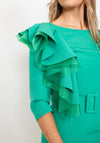 Herysa Ruffle Shoulder Dress, Green