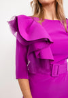 Herysa Ruffle Shoulder Dress, Purple
