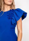 Herysa Puff Frill Shoulder Midi Dress, Royal Blue