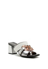 Hispanitas Leather Resin Chain Block Heel Mules, Silver