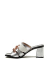 Hispanitas Leather Resin Chain Block Heel Mules, Silver