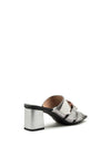 Hispanitas Leather Resin Chain Block Heel Mules, Silver