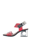 Hispanitas Cut Out Leather Block Heel Sandals, Red