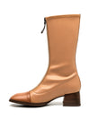 Hispanitas Leather Front Zip Mid Calf Boots, Almond