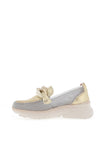 Hispanitas Metallic Mesh Panel Loafers, Gold