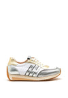 Hispanitas Leather Mesh Mix Trainers, Silver & Gold