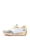 Hispanitas Leather Mesh Mix Trainers, Silver & Gold