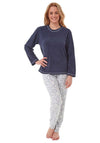 Fleece Heart Print Pyjama Set, Navy Heart