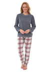 Fleece Check Print Pyjama Set, Grey Multi