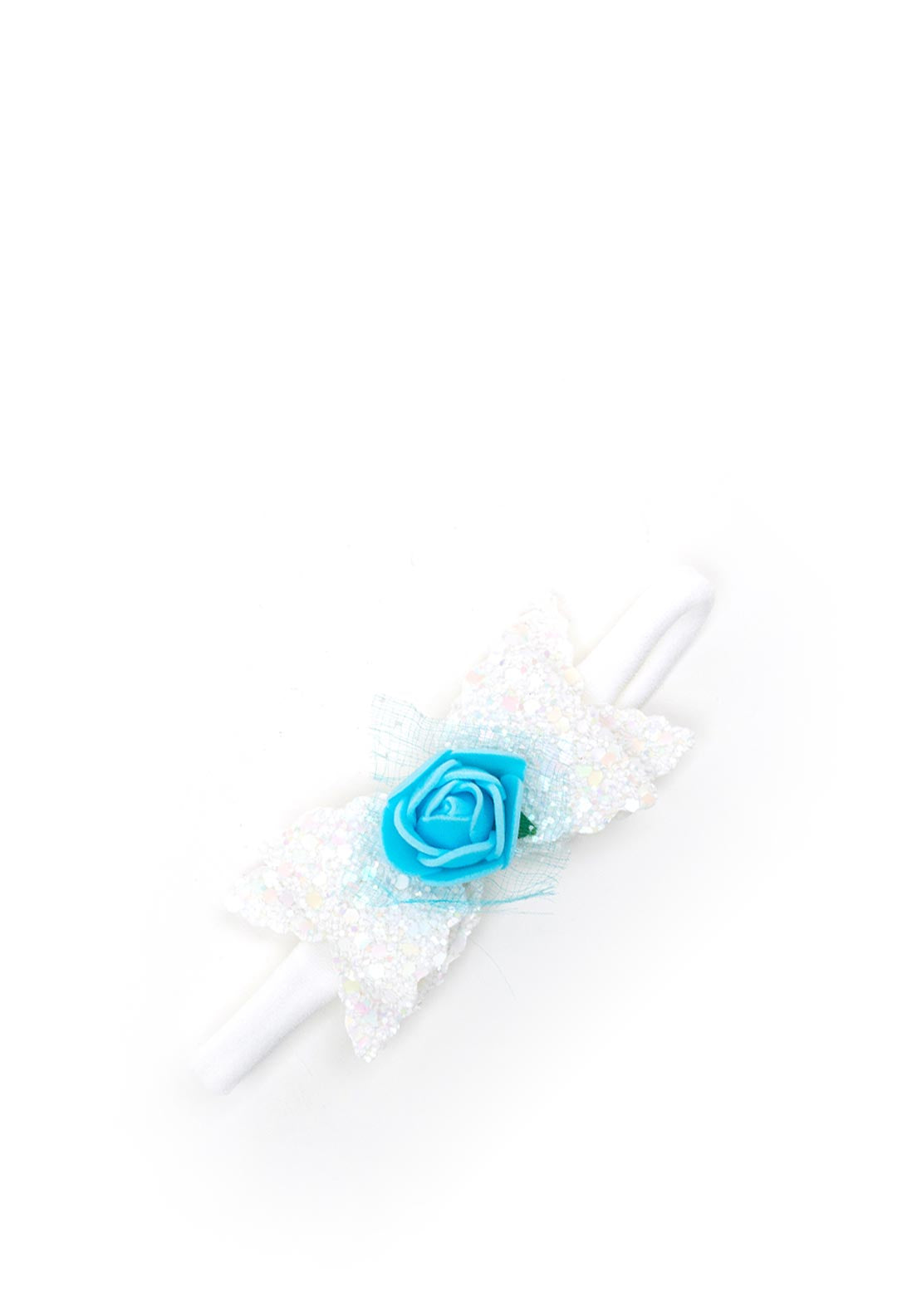 Hollihops and Flutterflies Chloe White with Blue Rose Dainty Headband
