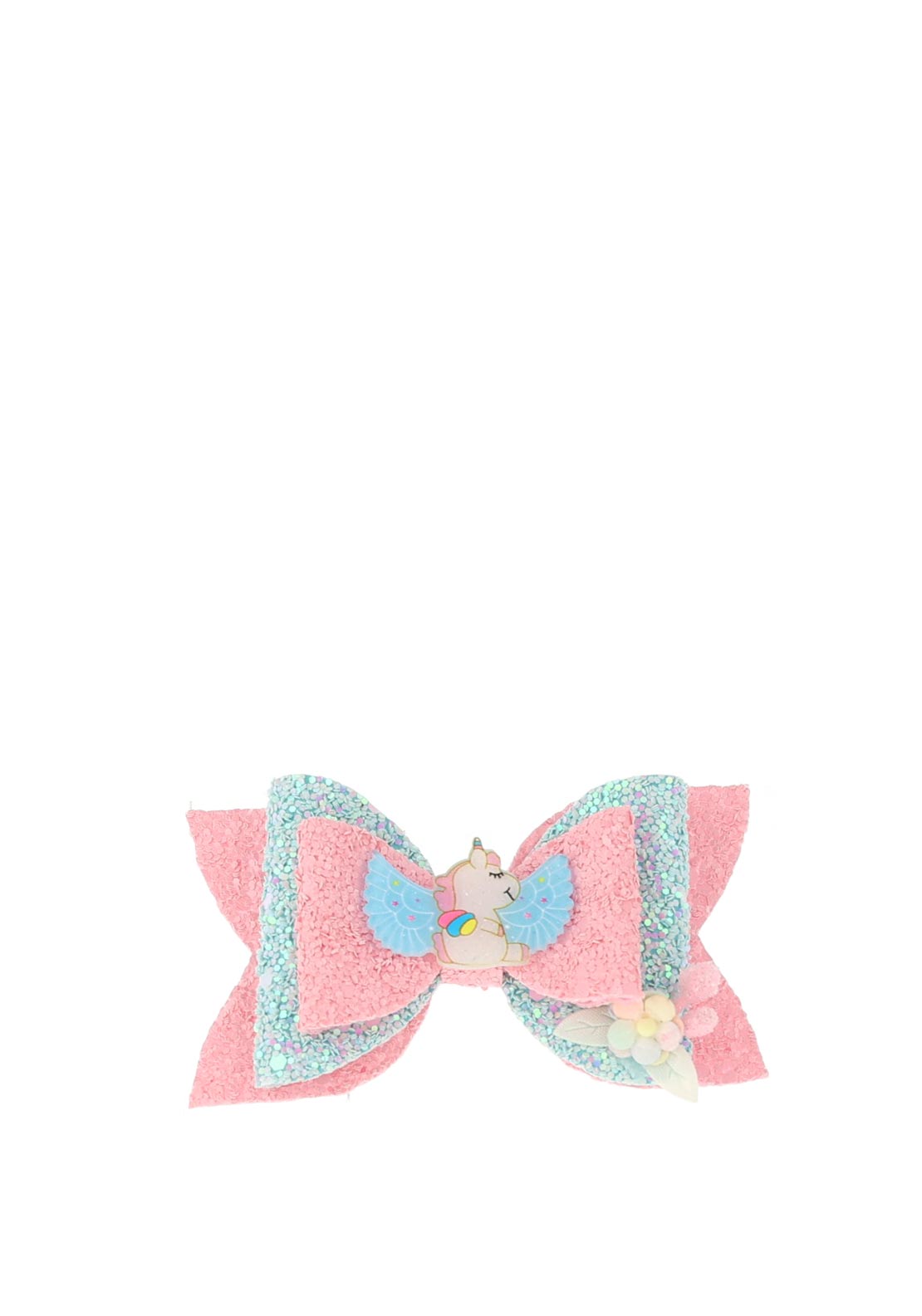 Hollihops and Flutterflies Unicorn Glitter Bow, Pink & Blue