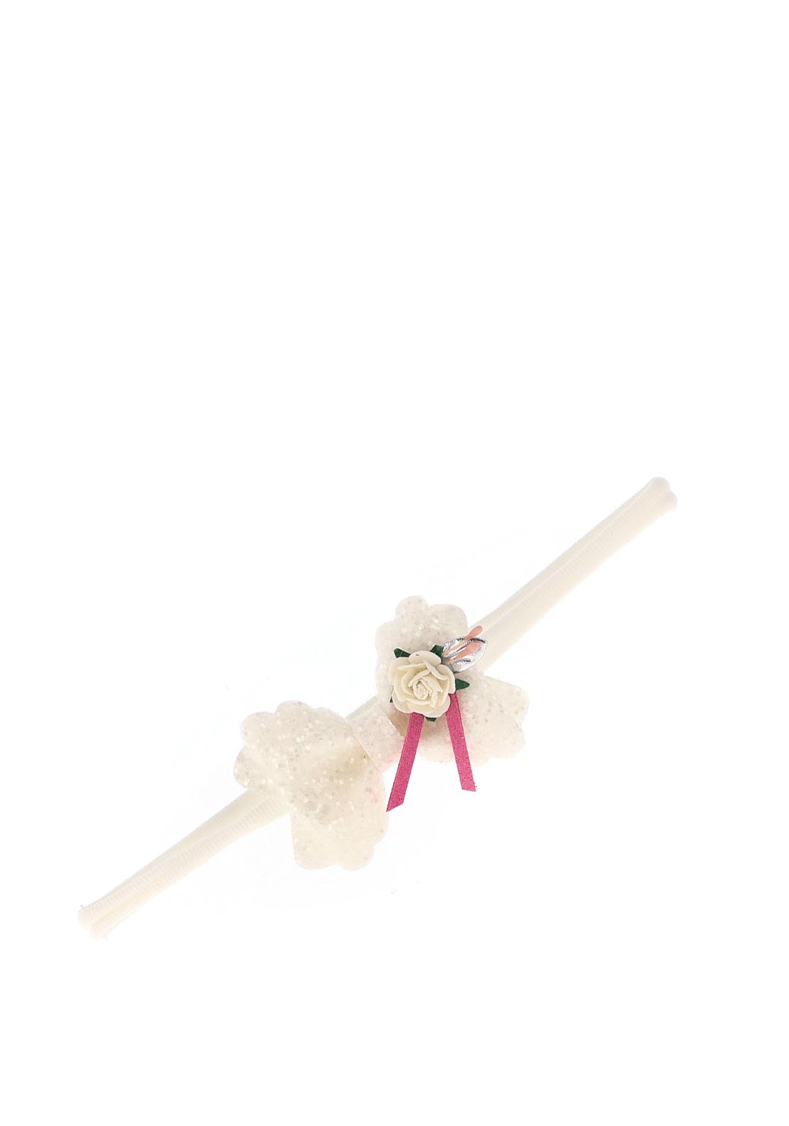Hollihops and Flutterflies White Pinch Flower Dainty Headband