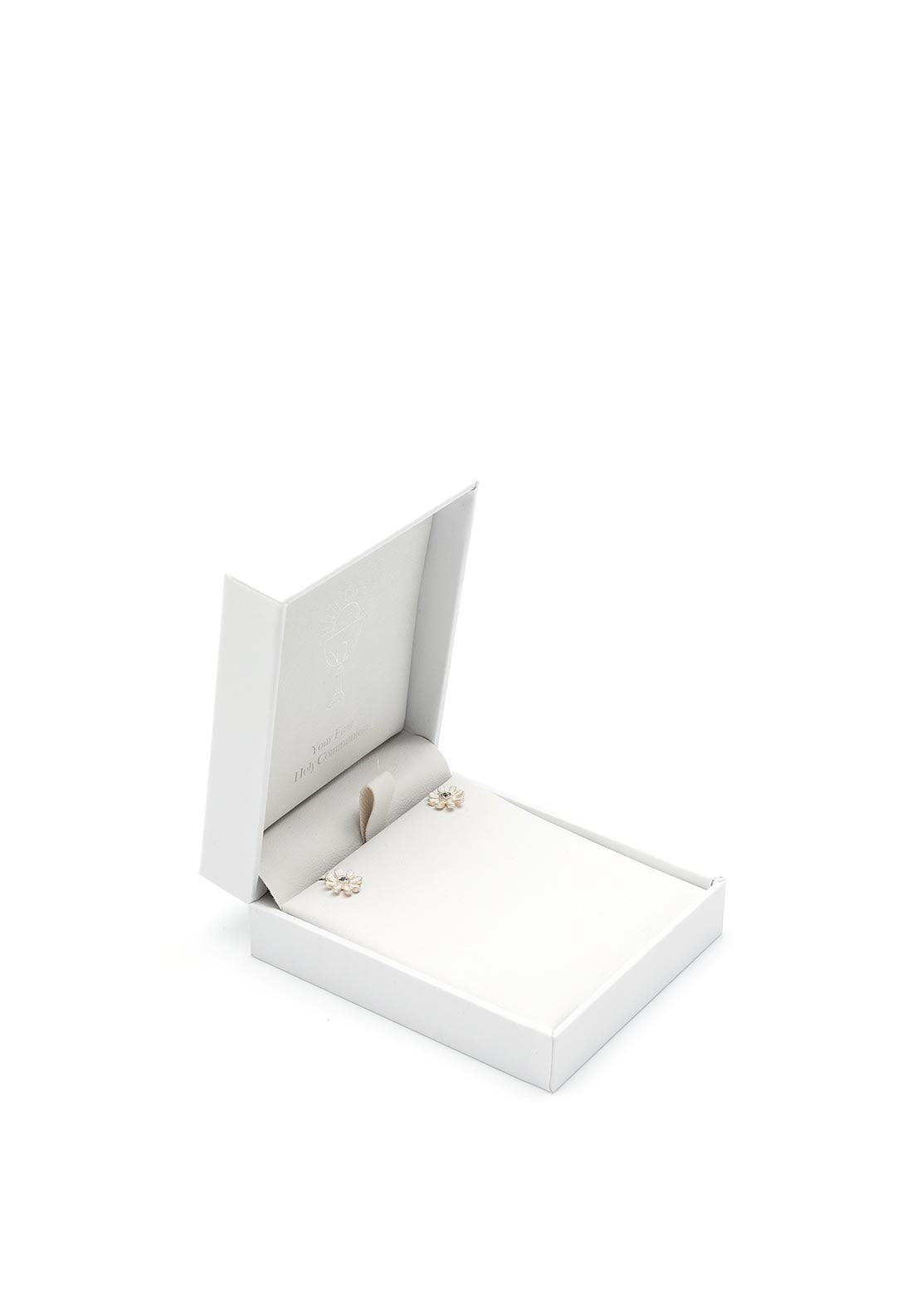 Kurate Girls First Communion Daisy Earrings, Silver