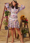Hope & Ivy The Tomasina Lace Trim Mini Dress, Lilac Pastels