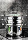 Stellar Cookware 3 Tier Steamer Set, 24cm
