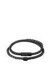 Hugo Boss Leather Blended Bracelet, Black