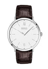 Hugo Boss Classic Crocodile Leather Strap Watch, Brown/White