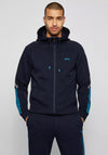 Hugo Boss Curved Logo Full Zip Hoodie, Dark Blue