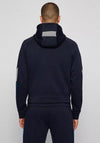 Hugo Boss Curved Logo Full Zip Hoodie, Dark Blue