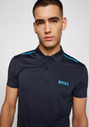 Hugo Boss Short Sleeved Logo & Striped Polo Shirt, Navy