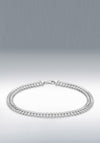 Sterling Silver Plated Round Double Row Bracelet, Silver