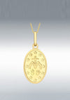 9 Carat Gold Holy Mary Oval Reversible Pendant Necklace, Gold