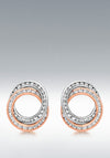 9 Carat Gold 2-Colour Gold Linked Rings Stud Earrings, Gold